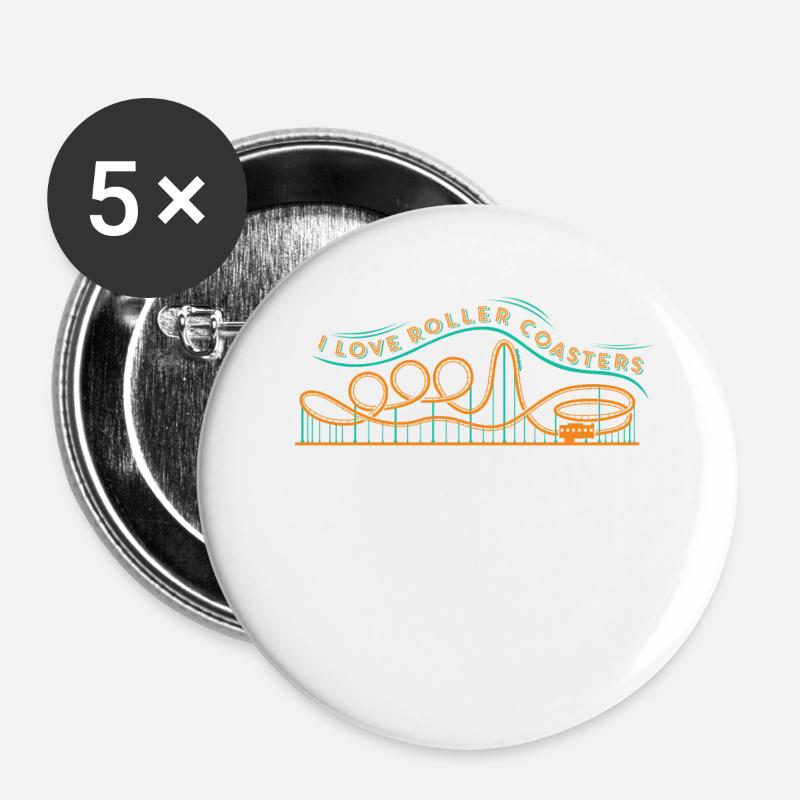 I love Roller Coaster - roller coaster fan - Buttons large 2.2''/56 mm (5-pack) - white