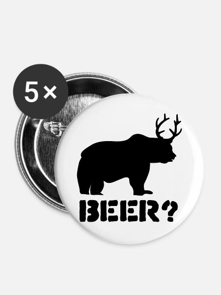 beer - Buttons groß 56 mm (5er Pack) - Weiß