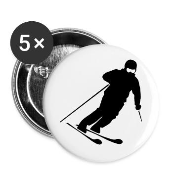 Skifahrer Silhouette – Motiv für Wintersportler - Buttons groß 56 mm (5er Pack) - Weiß - Vorne