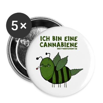 Cannabiene MP - Buttons groß 56 mm (5er Pack) - Weiß - Vorne