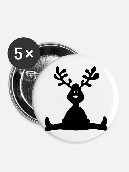 Elch Geweih - Buttons groß 56 mm (5er Pack) - Weiß