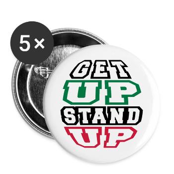 get up stand up - Lot de 5 grands badges (56 mm) - blanc - Devant