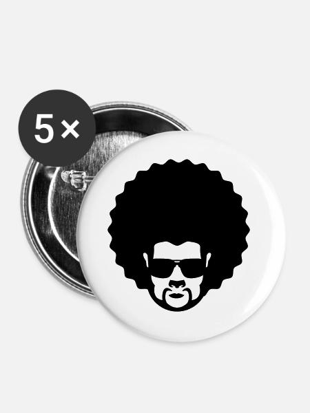 afro - Buttons groß 56 mm (5er Pack) - Weiß
