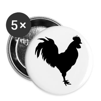 coq - Lot de 5 grands badges (56 mm) - blanc - Devant