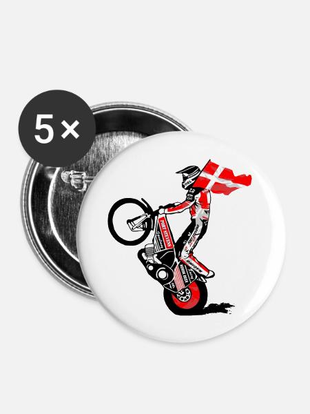 Speedway Driver - Denmark - Buttons groß 56 mm (5er Pack) - Weiß