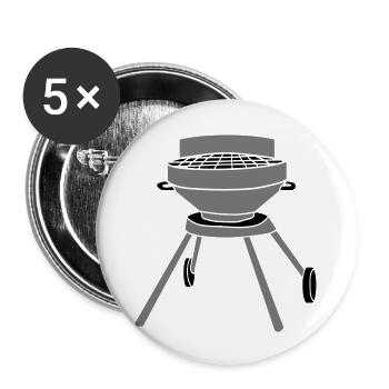 grillen koch comic cartoon essen camping hunger bb - Buttons groß 56 mm (5er Pack) - Weiß - Vorne