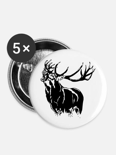 Deer - Hirsch - Buttons groß 56 mm (5er Pack) - Weiß