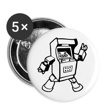 geek Videospiele Arcade Automat lustig Spaß - Buttons groß 56 mm (5er Pack) - Weiß - Vorne