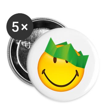 Smiley Green Crown - Lot de 5 grands badges (56 mm) - blanc - Devant