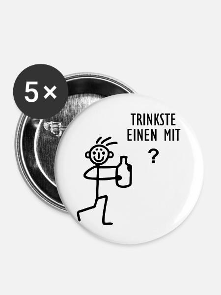 Strichmännchen - trinken - Buttons groß 56 mm (5er Pack) - Weiß