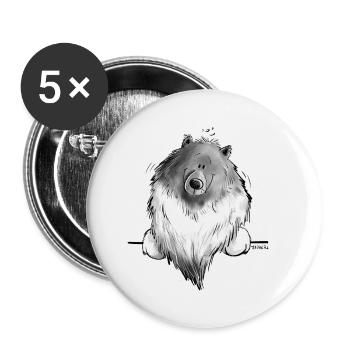 Cadeau drôle de chien de bande dessinée Wolfsspitz I - Lot de 5 grands badges (56 mm) - blanc - Devant