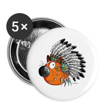 Indian Cat - Buttons large 2.2''/56 mm (5-pack) - white - Front