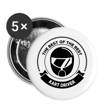 Go-Kart / Karting / Kart / Fahrer - Buttons groß 56 mm (5er Pack) - Weiß - Vorne