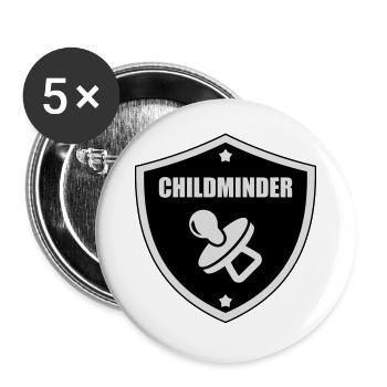 Childminder Nanny Baby Kindermädchen Nourrice - Buttons large 2.2''/56 mm (5-pack) - white - Front