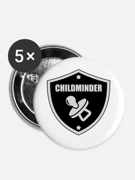 Kindermädchen / Baby / Nanny / Kind - Buttons groß 56 mm (5er Pack) - Weiß