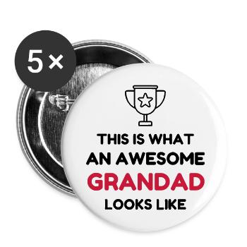 Papy Papi Grand-Père Retraite famille - Lot de 5 grands badges (56 mm) - blanc - Devant