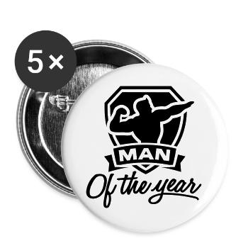 Man of the year 1 clr - Buttons large 2.2''/56 mm (5-pack) - white - Front