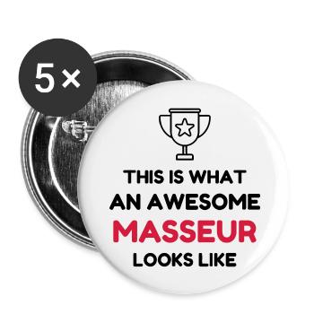 Massage Masseur Masseuse Work Job Travail - Buttons large 2.2''/56 mm (5-pack) - white - Front