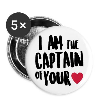 i am the captain of your heart - Buttons large 2.2''/56 mm (5-pack) - white - Front