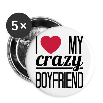 I love my crazy Boyfriend - Lot de 5 grands badges (56 mm) - blanc - Devant