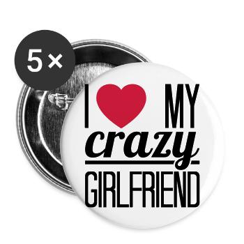 I love my crazy Girlfriend - Lot de 5 grands badges (56 mm) - blanc - Devant