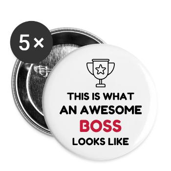 Manager Boss Chef Patron Work Job Society - Buttons large 2.2''/56 mm (5-pack) - white - Front