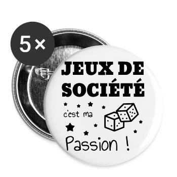 Board Game Brettspiel Jeu de Société Geek - Buttons large 2.2''/56 mm (5-pack) - white - Front