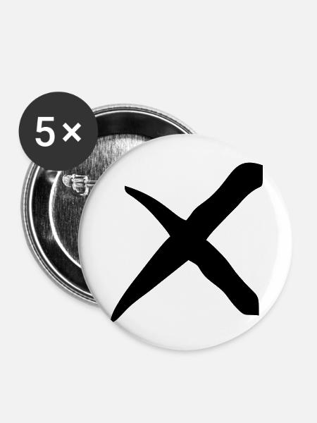 X Kreuz - Buttons groß 56 mm (5er Pack) - Weiß