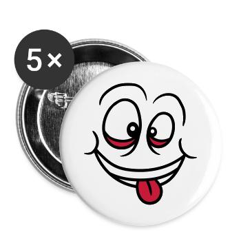 verruecktes gesicht augen mund zunge lustig grimas - Buttons groß 56 mm (5er Pack) - Weiß - Vorne