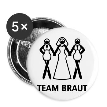 Team Braut (Junggesellinnenabschied / JGA) - Buttons groß 56 mm (5er Pack) - Weiß - Vorne