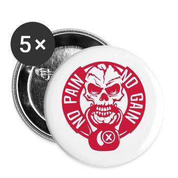 no pain gain citation musculation mort - Lot de 5 grands badges (56 mm) - blanc - Devant