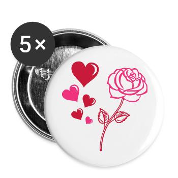 rose_love_02 - Lot de 5 grands badges (56 mm) - blanc - Devant