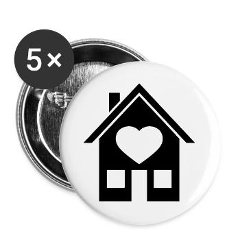 home house heart symbol love building where build - Buttons large 2.2''/56 mm (5-pack) - white - Front