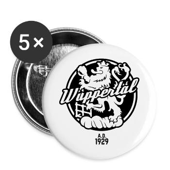 Wuppertal T Shirt Wappen der Stadt A.D. 1929 - Buttons groß 56 mm (5er Pack) - Weiß - Vorne