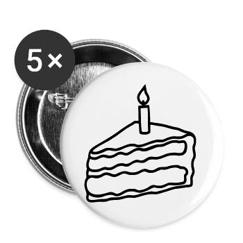 Cake, Birthday - Buttons large 2.2''/56 mm (5-pack) - white - Front