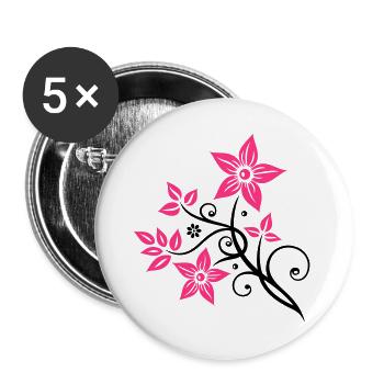 Belle fleurs en filigrane. Élément floral. - Lot de 5 grands badges (56 mm) - blanc - Devant