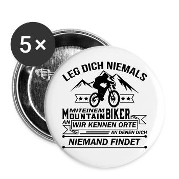 Mountainbiker - Buttons groß 56 mm (5er Pack) - Weiß - Vorne