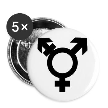 Transgender Zeichen- LGBT - Homosexuell - Gay - Buttons groß 56 mm (5er Pack) - Weiß - Vorne