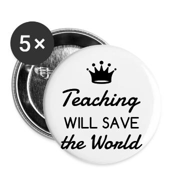 Lehrer / Professor / Schule / Lehrerin / Kind - Buttons groß 56 mm (5er Pack) - Weiß - Vorne