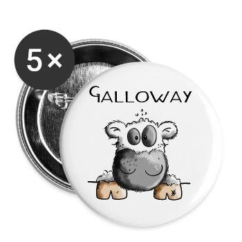 Galloway Rind - Kuh - Rinder - Kühe - Comic - Buttons groß 56 mm (5er Pack) - Weiß - Vorne