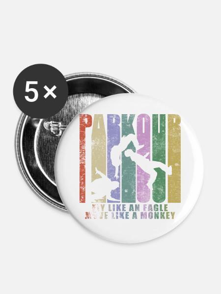 Parkour Freerunner - Buttons groß 56 mm (5er Pack) - Weiß