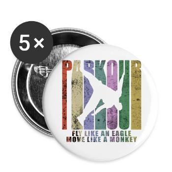 Parkour Freerunner Traceur Le Parcour - Lot de 5 grands badges (56 mm) - blanc - Devant
