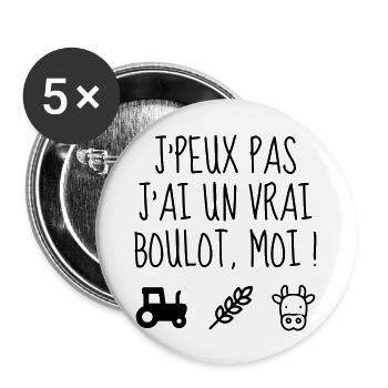 Agriculture Farming Farmer Agriculteur Landwirt - Buttons large 2.2''/56 mm (5-pack) - white - Front