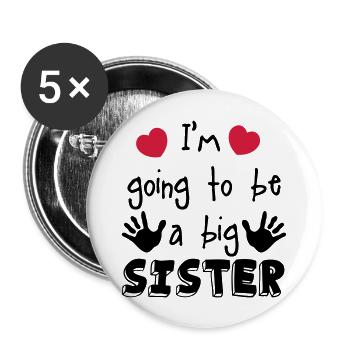 big sister - Buttons large 2.2''/56 mm (5-pack) - white - Front