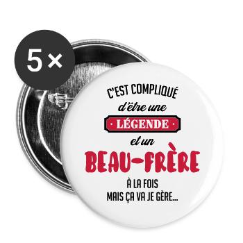 Belle Beau-Frère / Belle-Sœur / Beau Frere / Belle - Lot de 5 grands badges (56 mm) - blanc - Devant