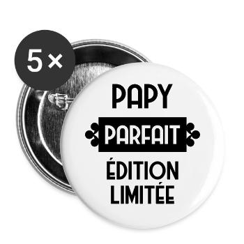 Papy Papi Grand Père Grand-Père Famille Noël - Buttons large 2.2''/56 mm (5-pack) - white - Front