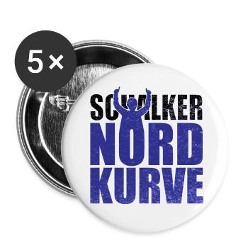 Schalker Nordkurve Schriftzug Geschenkidee - Buttons groß 56 mm (5er Pack) - Weiß - Vorne