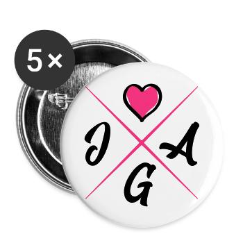 jga design herz - Buttons groß 56 mm (5er Pack) - Weiß - Vorne
