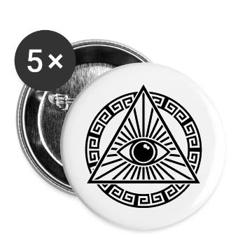 ALL SEEING EYE - Buttons large 2.2''/56 mm (5-pack) - white - Front