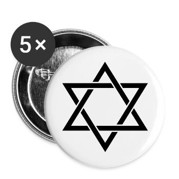 Hexagramm - Buttons groß 56 mm (5er Pack) - Weiß - Vorne